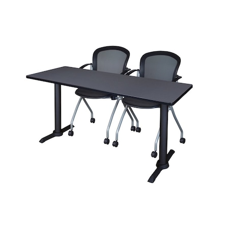 Cain Rectangle Tables > Training Tables > Cain Training Table & Chair Sets, 72 W, 24 L, 29 H, Grey MTRCT7224GY23BK